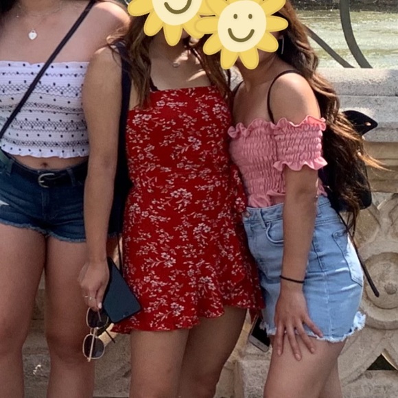 Floral Wrap Dress (Red) - Picture 2 of 3